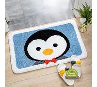 Treer Tapis de Bain Anti-Glissant, Microfibre Absorbant Sécurité Salle de Bain Moquettes Lavable en Machine Paillassons pour Salle de Bain, Cuisine, Chambre, Animaux (40x60cm,Pingouin)