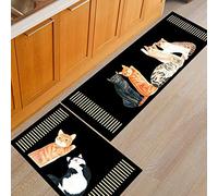 Treer Tapis de Cuisine Antidérapant et Lavable, Créatif Impression de Chat Interieur Paillasson d'Entrée Devant Evier Tapis de Sol Tapis pour Chambre à Coucher,Salon (50x80cm,Cinq Chats)