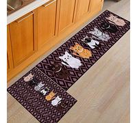 Treer Tapis de Cuisine Antidérapant et Lavable, Créatif Impression de Chat Interieur Paillasson d'Entrée Devant Evier Tapis de Sol Tapis pour Chambre à Coucher,Salon (40x120cm,Sept Chats)