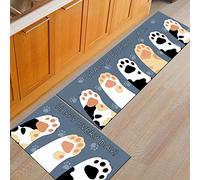 Treer Tapis de Cuisine Antidérapant et Lavable, Créatif Impression de Chat Interieur Paillasson d'Entrée Devant Evier Tapis de Sol Tapis pour Chambre à Coucher,Salon (60x90cm,Brume Bleue)