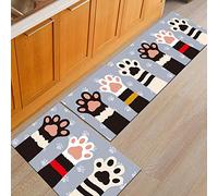 Treer Tapis de Cuisine Antidérapant et Lavable, Créatif Impression de Chat Interieur Paillasson d'Entrée Devant Evier Tapis de Sol Tapis pour Chambre à Coucher,Salon (50x80cm,Patte de Chaton)