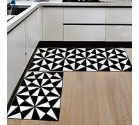 Treer Tapis de Cuisine Antidérapant et Lavable, Mode Noir Blanc Irrégulier Interieur Paillasson d'Entrée Devant Evier Tapis de Sol Tapis pour Chambre à Coucher,Salon,Balcon (40x120cm,Triangle)