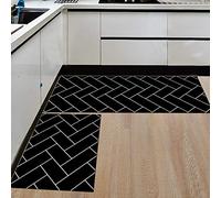 Treer Tapis de Cuisine Antidérapant et Lavable, Mode Noir Blanc Irrégulier Interieur Paillasson d'Entrée Devant Evier Tapis de Sol Tapis pour Chambre à Coucher,Salon,Balcon (40x120cm,Rectangle)