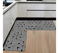 Treer Tapis de Cuisine Antidérapant et Lavable, Mode Noir Blanc Irrégulier Interieur Paillasson d'Entrée Devant Evier Tapis de Sol Tapis pour Chambre à Coucher,Salon,Balcon (40x120cm,Hexagone)