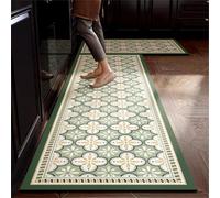 Treer Tapis de Cuisine Antidérapants Diatomite, Style Boho Tapis Devant Evier Lavable en Machine, Absorbants et Résistants aux Taches (Vert Clair,60x180cm)