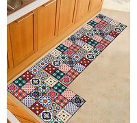 Treer Tapis de Cuisine Imprimé Maroc Mosaïque, Antidérapant et Lavable en Machine Entrée Devant Evier Tapis de Sol Tapis pour Chambre à Coucher, Salon (D,40x120cm)