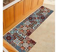 Treer Tapis de Cuisine Imprimé Maroc Mosaïque, Antidérapant et Lavable en Machine Entrée Devant Evier Tapis de Sol Tapis pour Chambre à Coucher, Salon (A,40x120cm)