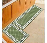 Treer Tapis de Cuisine Imprimé Plaid Rétro, Antidérapant et Lavable en Machine Entrée Devant Evier Tapis de Sol Tapis pour Chambre à Coucher, Salon (Vert,40x120cm)