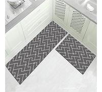 Treer Tapis de Cuisine pour Devant Evier Entrée Passage, Moderne Motif, Absorbant, Antidérapant et Lavable en Machine Tapis de Sol, Tapis de Bain Paillasson (Gris,50x160cm)