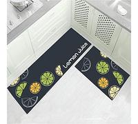 Treer Tapis de Cuisine pour Devant Evier Entrée Passage, Moderne Motif, Absorbant, Antidérapant et Lavable en Machine Tapis de Sol, Tapis de Bain Paillasson (Citron,50x160cm)