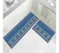 Treer Tapis de Cuisine pour Devant Evier Entrée Passage, Moderne Motif, Absorbant, Antidérapant et Lavable en Machine Tapis de Sol, Tapis de Bain Paillasson (Bleu Exotique,40x120cm)