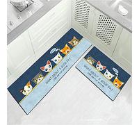 Treer Tapis de Cuisine pour Devant Evier Entrée Passage, Moderne Motif, Absorbant, Antidérapant et Lavable en Machine Tapis de Sol, Tapis de Bain Paillasson (Chaton Mignon,60x90cm)