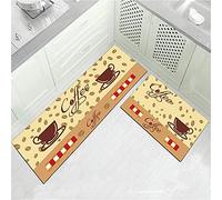 Treer Tapis de Cuisine pour Devant Evier Entrée Passage, Moderne Motif, Absorbant, Antidérapant et Lavable en Machine Tapis de Sol, Tapis de Bain Paillasson (Café,40x60cm)