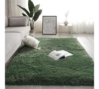 Treer Tapis de Salon Lavable, Moelleux Tapis à Poils Longs Moderne, Doux et Antidérapant, Fausse Fourrure pour Enfant, Chambre à Coucher, Maison Décor (60 * 160cm, Vert foncé)