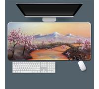 Treer Tapis de Souris XXL/XL/L, 3D Sakura Paysage Tapis de Souris, Tapis de Souris Gamer avec Caoutchouc Base Antidérapante, Tapis Souris pour Gaming, Maisonet Bureau (Japon,800x300mm)