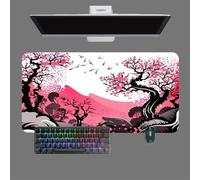 Treer Tapis de Souris XXL/XL/L, Extra Large Style Japonais Tapis de Souris, Tapis de Souris Gamer avec Caoutchouc Base Antidérapante, Tapis Souris pour Maisonet Bureau (Arbre Sakura,800x300mm)