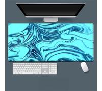 Treer Tapis de Souris XXL/XL/L, Motif 3D Coloré Tapis de Souris, Tapis de Souris Gamer avec Caoutchouc Base Antidérapante, Tapis Souris pour Gaming, Maisonet Bureau (700x300mm,Aqua)