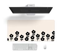 Treer Tapis de Souris XXL/XL/L, Style Frais Extra Large Tapis de Souris,Tapis de Souris Gamer avec Caoutchouc Base Antidérapante, Tapis Souris pour Gaming,Maisonet Bureau (Floral Noir,1000x500mm)