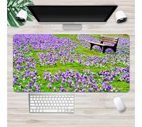 Treer Tapis de Souris XXL/XL/L, Tapis de Souris 3D Paysage Imprimé, Tapis de Souris Gamer avec Caoutchouc Base Antidérapante, Tapis Souris pour Gaming, Maisonet Bureau (900x400mm,Fleur Mauve)