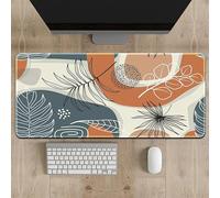 Treer Tapis de Souris XXL/XL/L, Tapis de Souris avec Caoutchouc Base Antidérapante, Tapis de Souris Gamer de Résistantà l'usure, 3D Impression Feuille Tortue Tapis Souris (600 * 300mm,Orange B)