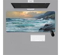 Treer Tapis de Souris XXL/XL/L, Tapis de Souris Extra Large Épaissir, Tapis de Souris Gamer avec Caoutchouc Base Antidérapante, Tapis Souris pour Gaming, Maisonet Bureau (Vagues,1000x500x3mm)