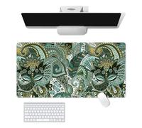 Treer Tapis de Souris XXL/XL/L, Tapis de Souris Style Ethnique, Tapis de Souris Gamer avec Caoutchouc Base Antidérapante, Tapis Souris pour Gaming, Maisonet Bureau (grünes Paisley,800 * 300 * 3mm)