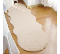 Treer Tapis Faux en Peau de Mouton Imitation Toison Moquette Fluffy Soft Décoratif Coussin de Chaise Canapé Natte,Man-Made Luxe Laine Tapis de Canapé Coussin (60cm*180cm,Chameau)