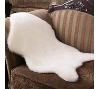 Treer Tapis Faux en Peau de Mouton Imitation Toison Moquette Fluffy Soft Longhair Décoratif Coussin de Chaise Canapé Natte,Man-Made Luxe Laine Tapis de Canapé Coussin (60 * 90cm,Blanc)