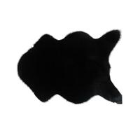 Treer Tapis Faux en Peau de Mouton Imitation Toison Moquette Fluffy Soft Longhair Décoratif Coussin de Chaise Canapé Natte,Man-Made Luxe Laine Tapis de Canapé Coussin (40 * 60cm,Noir)
