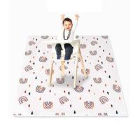 Treer Tapis pour Chaise Haute Bebe, Motif Arc en Ciel Tapis de Protection Sol Repas Bébé Tapis Antidérapant 110x110cm Tapis de Sol Bebe Pliable Imperméable pour Jeu (Gouttelettes d'eau)
