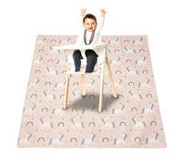 Treer Tapis pour Chaise Haute Bebe, Motif Arc en Ciel Tapis de Protection Sol Repas Bébé Tapis Antidérapant 110x110cm Tapis de Sol Bebe Pliable Imperméable pour Jeu (Licorne de dessin animé)