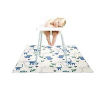 Treer Tapis pour Chaise Haute Bebe, Style Dessin Animé Tapis de Protection Sol Repas Bébé 130x130cm Tapis Antidérapant Tapis de Sol Bebe Pliable Imperméable (Dinosaure de dessin animé)