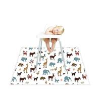 Treer Tapis pour Chaise Haute Bebe, Style Dessin Animé Tapis de Protection Sol Repas Bébé Tapis Antidérapant 130x130cm Tapis de Sol Bebe Pliable Imperméable (Animal de dessin animé 1)