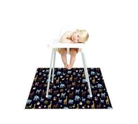 Treer Tapis pour Chaise Haute Bebe, Style Dessin Animé Tapis de Protection Sol Repas Bébé Tapis Antidérapant 130x130cm Tapis de Sol Bebe Pliable Imperméable (Animal de dessin animé)