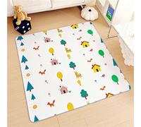 Treer Tapis pour Chaise Haute Bebe, Style Dessin Animé Tapis de Protection Sol Repas Bébé Tapis Antidérapant Tapis de Sol Bebe Pliable Imperméable (130x130cm,Animal de dessin animé)
