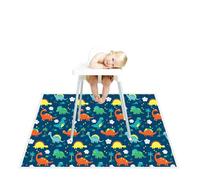 Treer Tapis pour Chaise Haute Bebe, Style Dessin Animé Tapis de Protection Sol Repas Bébé Tapis Antidérapant 130x130cm Tapis de Sol Bebe Pliable Imperméable (Dinosaure de dessin animé)