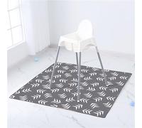 Treer Tapis pour Chaise Haute Bebe, Style Simple Tapis de Protection Sol Repas Bébé 130x130cm Tapis Antidérapant Anti-Éclaboussures Tapis de Sol Bebe Pliable Imperméable (Gris foncé)
