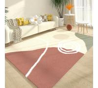 Treer Tapis Salon Antidérapant, Tapis Chambre a Polaire Lavable, Impression de Style Abstrait Épaissi Moquette de Salon pour Canapés, Chevets, Décoration d'Intérieur (Violet-Vert,80x120cm)