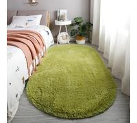 Treer Tapis Salon Ovale Tapis Grande Taille Chambre Modernes, Couleur Unie Soft Tapis De Salon Tapis à Poils Longs Grand Tapis pour Enfant Chambre Salon Chambre à Coucher (100x200cm,Herbe Verte)