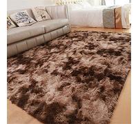 Treer Tapis Salon Shaggy Poil Long, Lavable Design Moderne Anti-Dérapant Chaise Canapé Natte pour Intérieur, Séjour, Chambre, Couloir, Cuisine, Bureau, Tapis carré (Marron,120 * 160cm)
