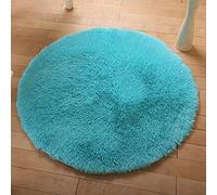 Treer Tapis Salon Shaggy Poil Long Ronde, Tapis de Yoga Lavable Design Moderne Anti-Dérapant Chaise Canapé Natte pour Intérieur, Séjour, Chambre, Couloir, Cuisine (Bleu,40cm)