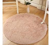 Treer Tapis Salon Shaggy Poil Long Ronde, Tapis de Yoga Lavable Design Moderne Anti-Dérapant Chaise Canapé Natte pour Intérieur, Séjour, Chambre, Couloir, Cuisine (Abricot,120cm)