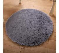 Treer Tapis Salon Shaggy Poil Long Ronde, Tapis de Yoga Lavable Design Moderne Anti-Dérapant Chaise Canapé Natte pour Intérieur, Séjour, Chambre, Couloir, Cuisine (Gris Violet,160cm)