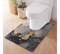 Treer Tapis Toilette WC Contour, Antidérapant Diatomite Tapis de Bain Contour Forme de U Lavable, Absorbant, Sechage Rapide pour WC et Salle de Bain (55 * 60cm,Sables mouvants Noirs)