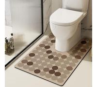 Treer Tapis Toilette WC Contour, Antidérapant Diatomite Tapis de Bain Contour Forme de U Lavable, Doux Absorbant, Sechage Rapide pour WC et Salle de Bain (Marron,55x60cm)