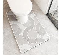 Treer Tapis WC Contour, Tapis de Toilette Forme de U, Diatomite, Absorbant, Sechage Rapide, Antidérapant, Lavable, pour la Protection des Sols Contre l'Urine -Minimalisme (Moderne,55x90cm)