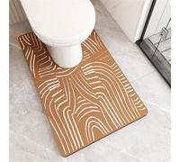 Treer Tapis WC Contour, Tapis de Toilette Forme de U, Diatomite, Absorbant, Sechage Rapide, Antidérapant, Lavable, pour la Protection des Sols Contre l'Urine -Minimalisme (Couleur Camel,55x90cm)