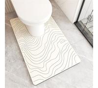 Treer Tapis WC Contour, Tapis de Toilette Forme de U, Diatomite, Absorbant, Sechage Rapide, Antidérapant, Lavable, pour la Protection des Sols Contre l'Urine -Minimalisme (Abstrait,55x50cm)