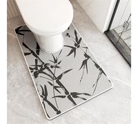 Treer Tapis WC Contour, Tapis de Toilette Forme de U, Diatomite, Absorbant, Sechage Rapide, Antidérapant, Lavable, pour la Protection des Sols Contre l'Urine -Minimalisme (Bambou,55x90cm)