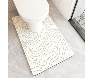 Treer Tapis WC Contour, Tapis de Toilette Forme de U, Diatomite, Absorbant, Sechage Rapide, Antidérapant, Lavable, pour la Protection des Sols Contre l'Urine -Minimalisme (Abstrait,55x90cm)